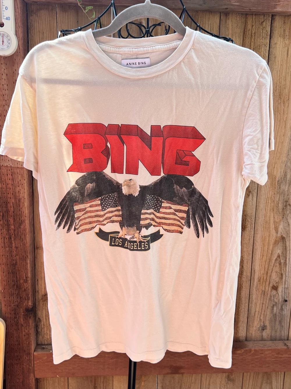 ANINE BING White 'BING' Eagle Graphic Tee - White/Red